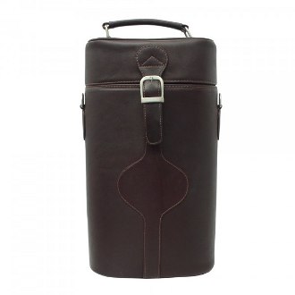 Piel Leather Double Deluxe Wine Carrier, Chocolate