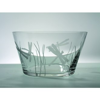 Dragonfly Clear Glass Large Bowl