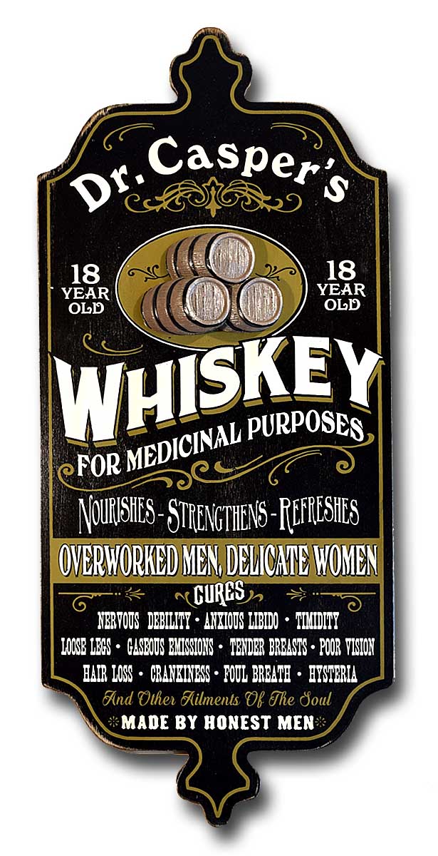 'Medicinal Whiskey' Personalized Dubliner Wood Sign