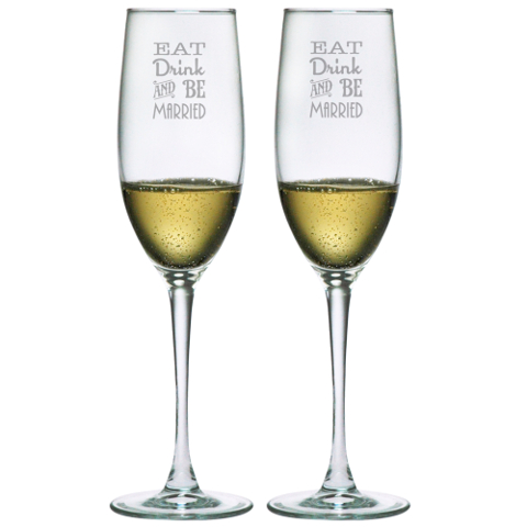 Eat Drink and Be Married Champagne Flutes (set of 2)