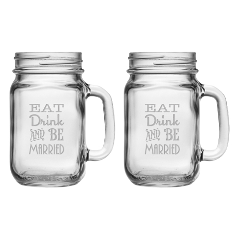 Eat Drink and Be Married Mason Jar Mugs (set of 2)