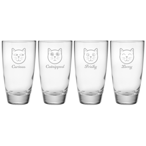 Feline Faces Cooler Glasses (set of 4)