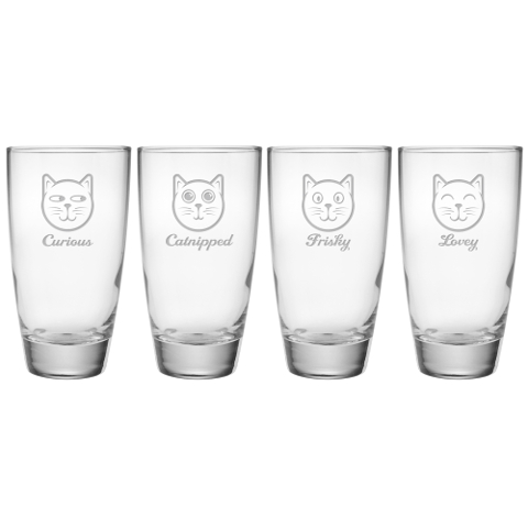 Feline Faces Cooler Glasses (set of 4)