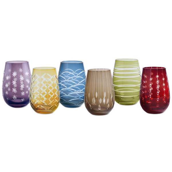  Fiesta Stemless Wine Glasses Set of 6