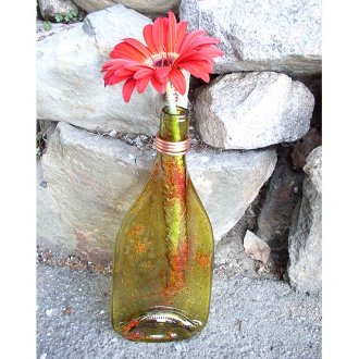Flattened Wine Bottle Vase, Large