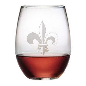 Fleur De Lis Stemless Wine Glass Set