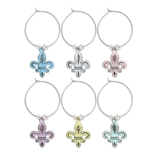 Vintage Fleur De Lis Wine Glass Charms