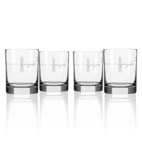 Fly Fishing Double Old Fashioned Glasses (set of 4)