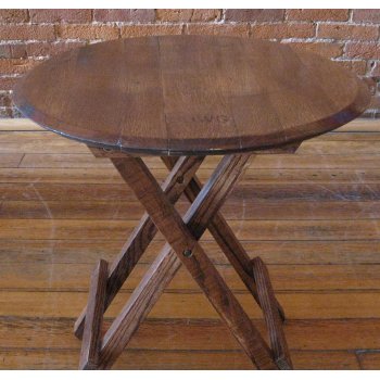 Folding Genuine Oak Barrel Head Side Table