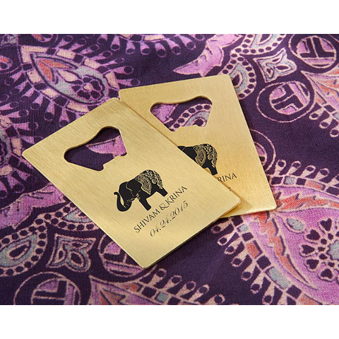 Lucky Elephant Personalized Credit Card Bottle Openers (set of 36)