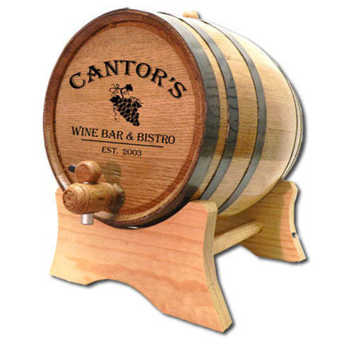 Grape Bunch Personalized Oak Wine Barrel