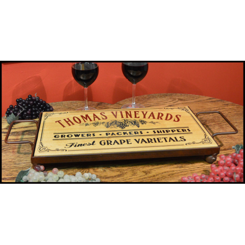 Grape Varietals Personalized Serving Tray with Handles