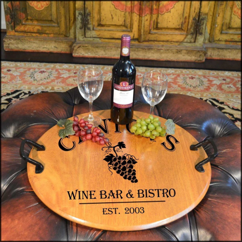Personalized Grapes Barrel Head Serving Tray