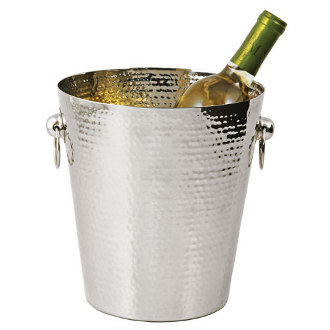 Viski Hammered Metal Wine Chiller Ice Bucket with Handles