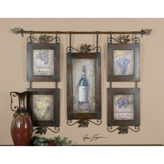 Uttermost Hanging Wall Mounted Wine Collage Art
