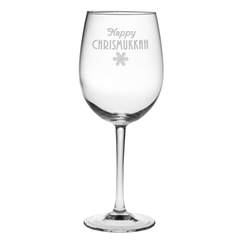 Happy Chrismukkah Stemmed Wine Glasses (set of 4)