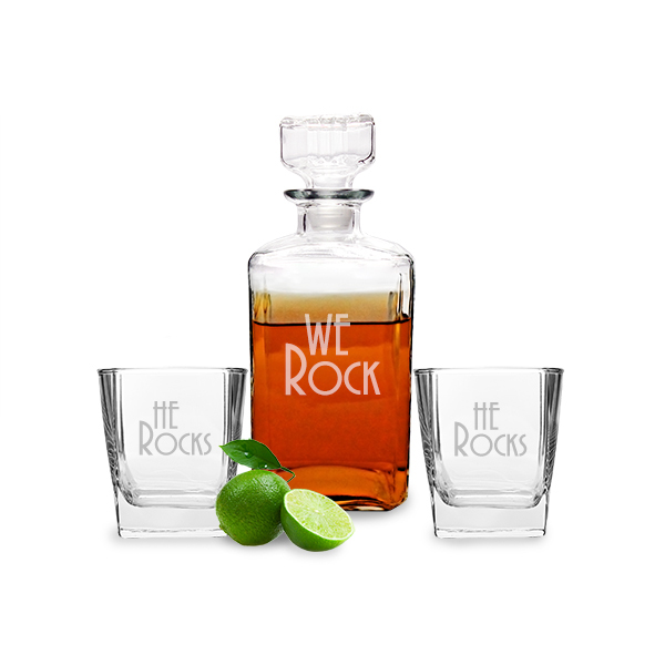 He Rocks Decanter & Glass Set