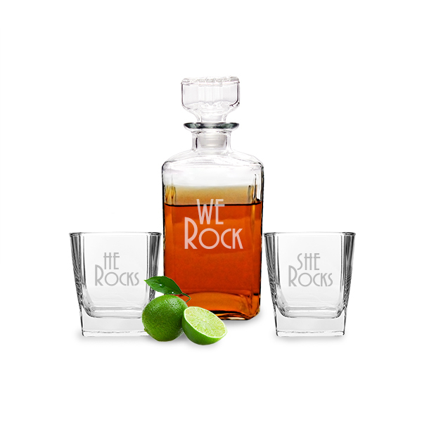 We Rock Decanter & Glass Set