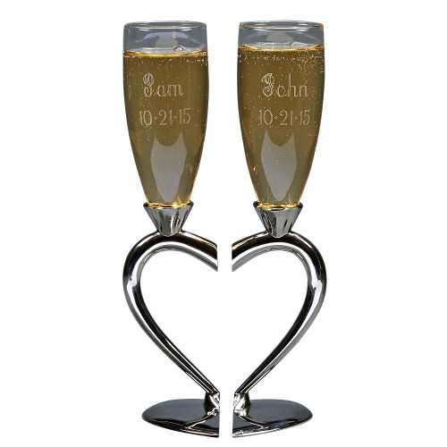 Champagne Flutes with Split Heart Base