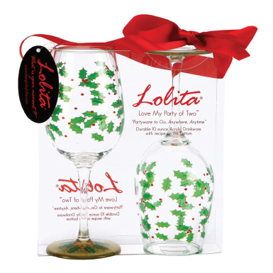 Holly Berry Acrylic Wine Glasses