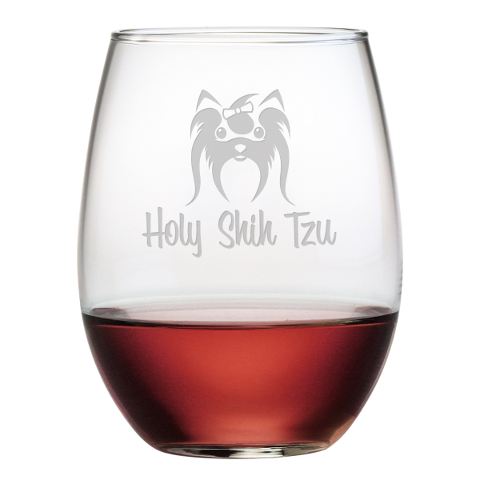 Holy Shih Tzu Stemless Wine Glasses (set of 4)