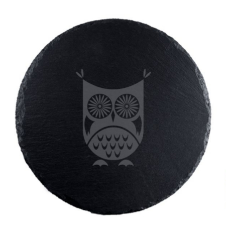 Hoot Owl Round Slate Serving Board
