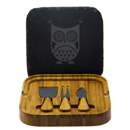 Hoot Owl Square Cheese Set with Tools
