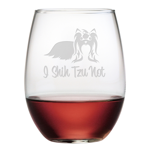 I Shih Tzu Not Stemless Wine Glasses (set of 4)