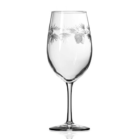 Etched Icy Pine Large AP Wine Glasses (set of 4)