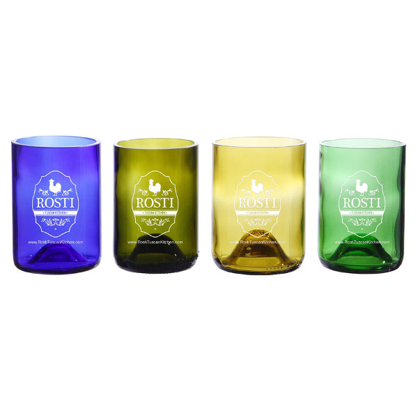 Wine Bottle Glass Tumblers with Company Logo (Set of 18)