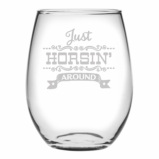 Just Horsin' Around Stemless Wine Glasses (set of 4)