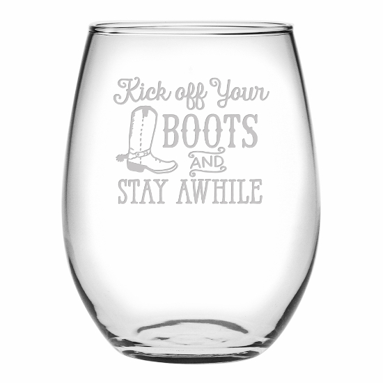 Kick Off Your Boots Stemless Wine Glasses (set of 4)