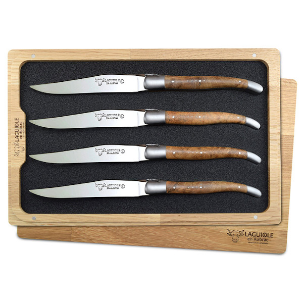 Laguiole en Aubrac Steak Knives Teak Burl Set of 4