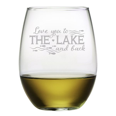 Love You to The Lake and Back Stemless Wine Glasses (set of 4)