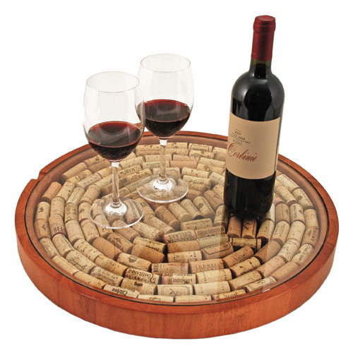 Lazy Susan Cork Display with Glass Top