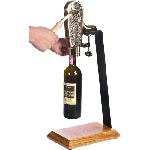 Le Grape Brass Uncorking Machine with Table Stand Set