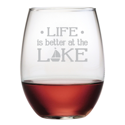 Life Is Better At The Lake Stemless Wine Glasses (set of 4)