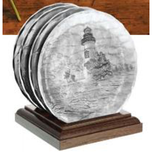 Lighthouse Coaster Caddy Set