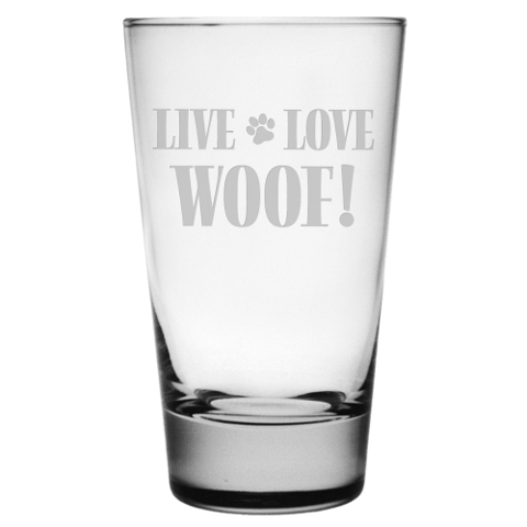 Live Love Woof Highball Cocktail Glasses (set of 4)