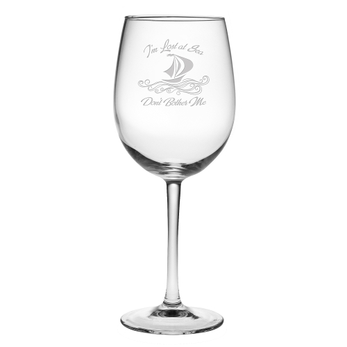 Lost at Sea Etched Stemmed Wine Glasses (set of 4)