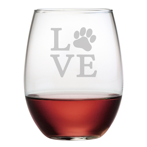 Love Paw Stemless Wine Glasses (set of 4)