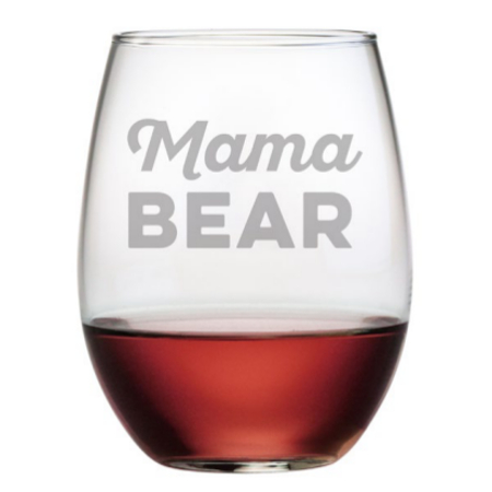 Mama Bear Stemless Wine Glasses