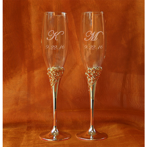 Personalized Lenox Marchesa Rose Crystal Champagne Flutes