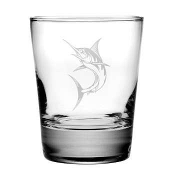 Marlin Etched Double Old Fashioned Glasses (set of 4)