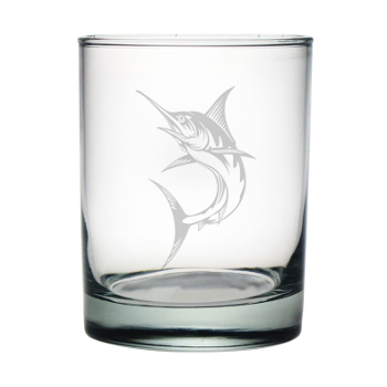 Marlin Etched Double On the Rocks Glasses (set of 4)