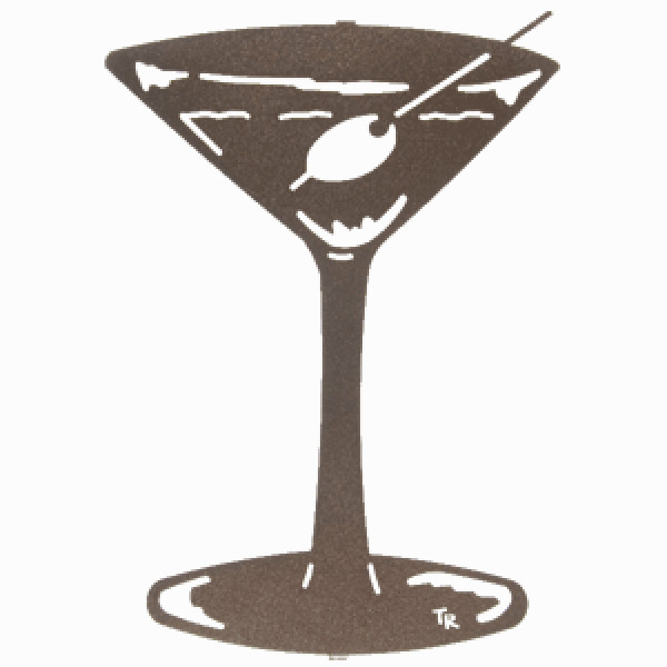 Martini Glass Metal Wall Art