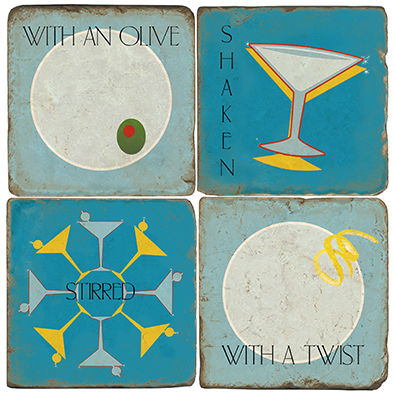 Italian Marble Martini Coasters (set of 4)