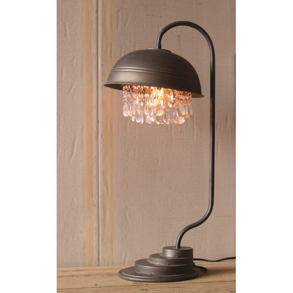 Metal Dome Table Lamp with Crystal Droplets