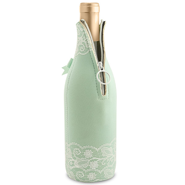 Mint Lace Neoprene Wine Bottle Koozie