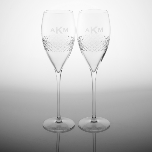 Personalized Diamond Band Champagne Glasses (set of 2)